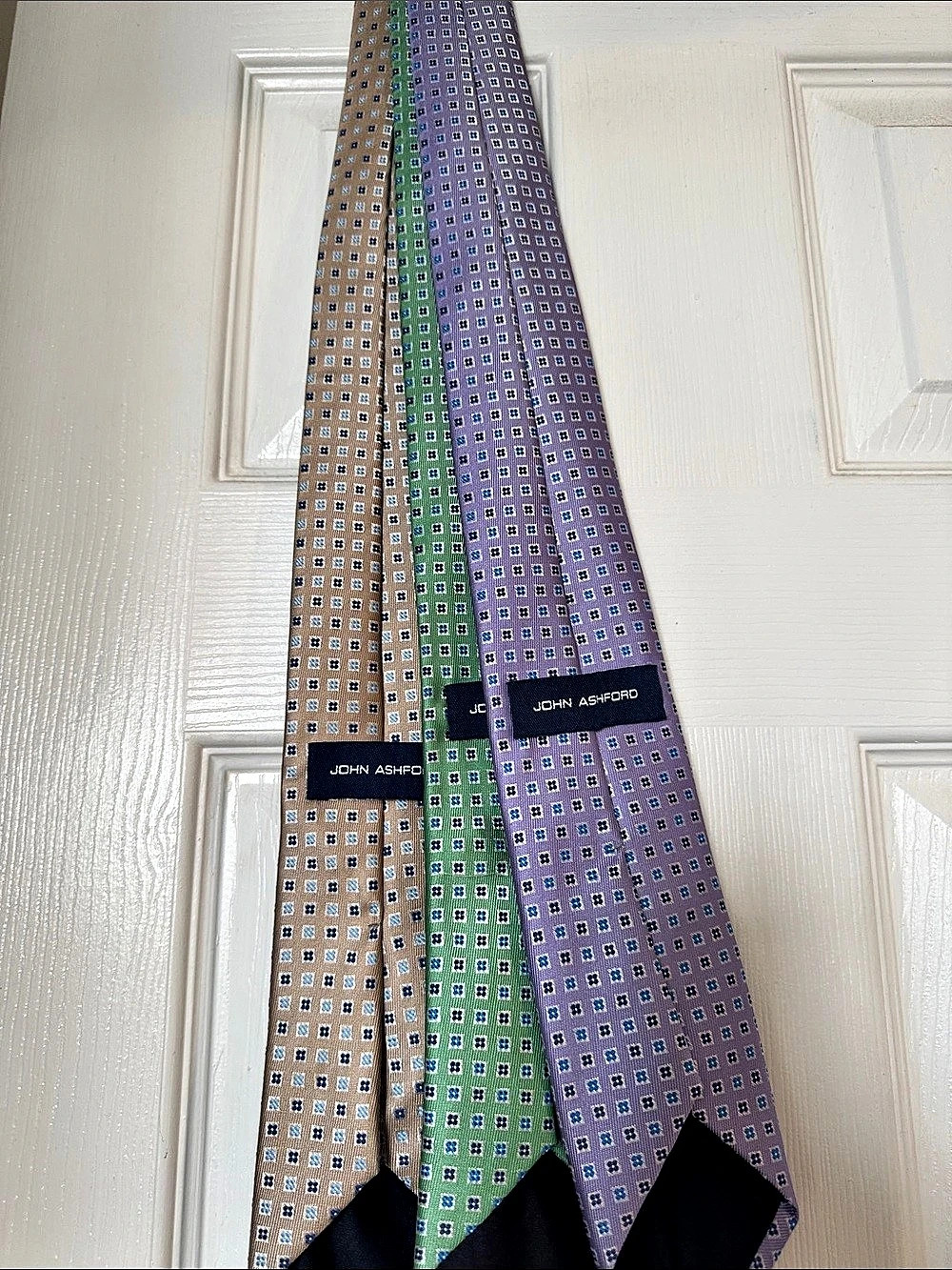 Johnston & Murphy Silk Geometric Ties Purple & Green NWT